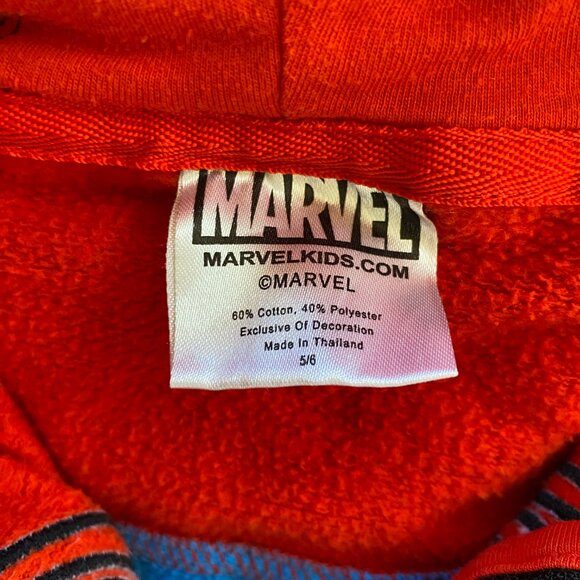 Spiderman Hooded Zip-Up Sweatshirt Hooded Mask boy's size 5/6 Marvel - Picture 9 of 10